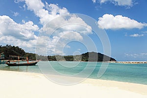 Fisherman boat parked at Thong Nai Pan Yai beach, Paradise, Malibu or Bottle beach in Chaloklum, Koh Phangan, Thailand