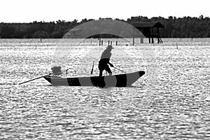 Fisherman Boat silhouette Monochrome