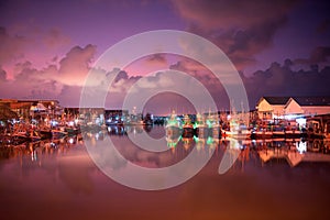 Fisherman Boats at fishing dock at dawn, Rayong, Thailand