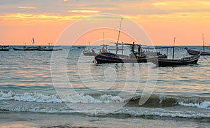 Fisherman boats at Ngapali beach