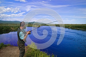 Fisherman catches of salmon