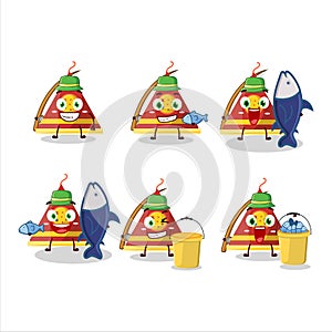 A fisherman firecracker smoke cone cartoon picture catch a big fish