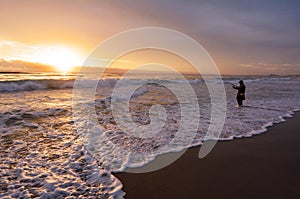 Fisherman fishing in Gold Coast Queensland Australia