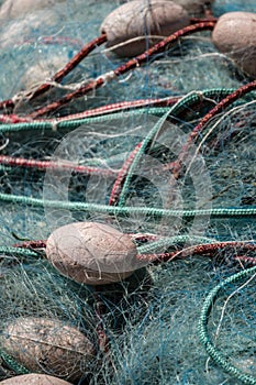 Fisherman fishing net closeup