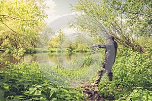 Fisherman with a fishing rod