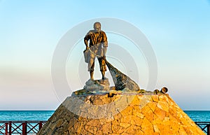 Fisherman fountain in Chetumal, Mexico