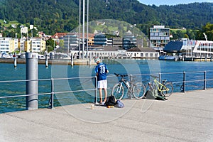 A fisherman in the harbor of Bregenz