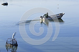 A fisherman in his boat