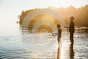 Fisherman with his son