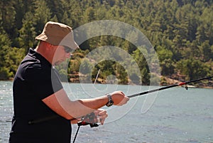 Fisherman on the lake