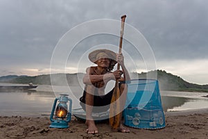 Fisherman old alone