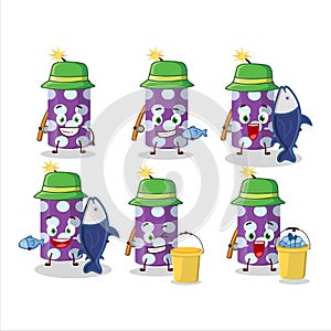 A fisherman purple firecracker cartoon picture catch a big fish