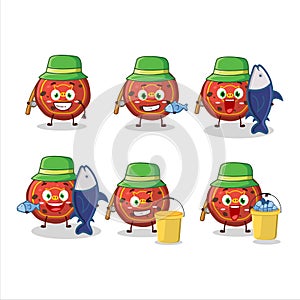 A fisherman red cookies pig cartoon picture catch a big fish