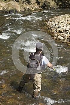 Fisherman in a river photo