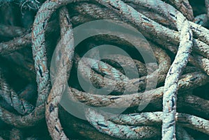Fisherman rope pile closeup