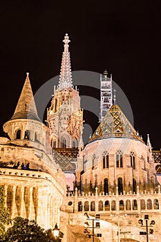 Fisherman's bastion night view, Budapest, Hungary