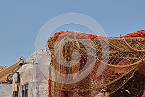 Fisherman`s mesh in Isla de Lobos, Fuerteventura, Spain photo