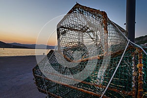 Fisherman`s net at Port de la Selva, Girona, Spain photo