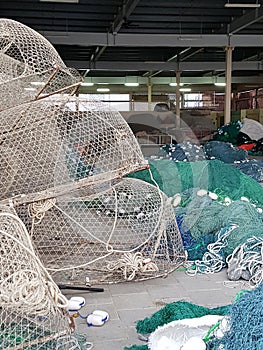 Fishing nets, lobster Pots and Floats, all get prepred for the days work at sea.