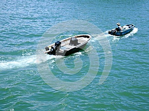 Fisherman at sea on a boat