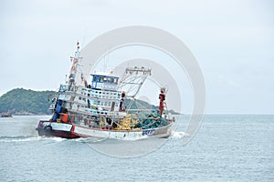 Fisherman ship in Fishing industry in Thailand.