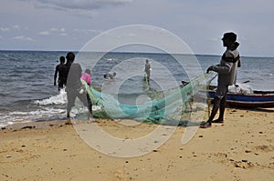 Fisherman at shores in Mozambique
