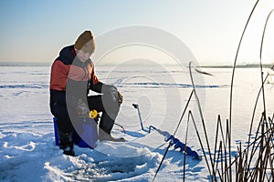 Fisherman subglacial fishing. I