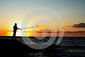 Fisherman at sunset