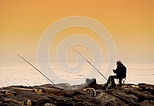 Fisherman at sunset