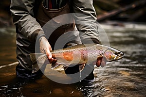 Fisherman With Trout Catch
