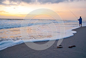 Fisherman on Vacation during Sunrise