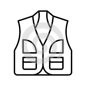 Fisherman vest icon. Hunter pocket vest