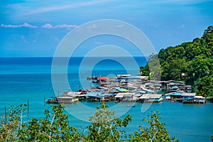 Fisherman village from the bird eye view at Koh Kood, Southeast of Thailand