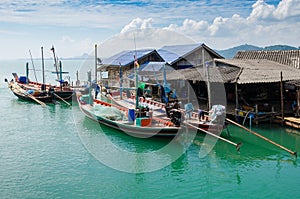 Fisherman Village On The Clear Sea In Summer Time (Panoramic View).