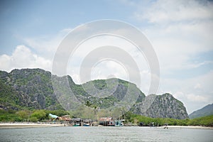 Fisherman village at Khao Dang canal in Khao Sam Roi Yot National Park, Prachuap Khiri Khan province.