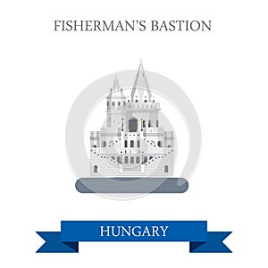 Fishermans bastion Budapest Hungary flat vector attraction sight