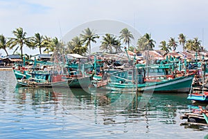 Fishermans boats at fisherman village, Phu Quoc island, Vietnam.