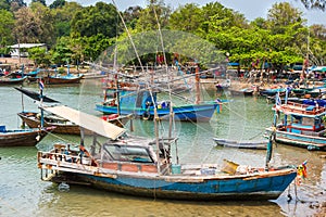 Fishermans boats at fisherman village , Salakphet , koh Chang