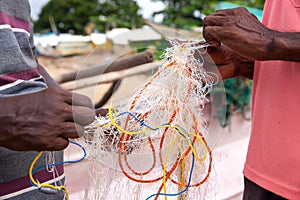 Fishermans preparing they fishing net