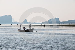 Fishermans on the sea