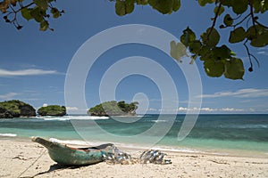 Fishermans ship on Watu Karung beach, Pacitan, Java, Indonesia