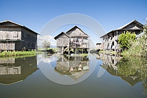 Fishermans village on Lake Inle.