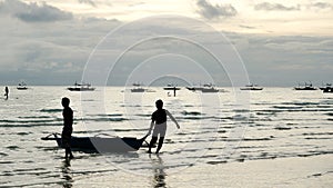 Fishermen Beach Silhouette