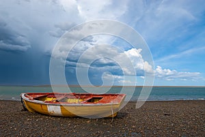 Fishermen boat in the coast of Patagonia