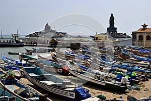 Fishermen boats on the beach in Kanyakumari