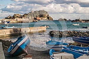 Fishermen boats at the port of Aci Trezza photo