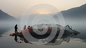 Fishermen On Boats In Rural China: A Captivating Display Of Infinity Nets