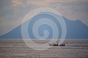 Fishermen boats sail