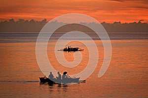 Fishermen boats sail