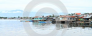 Fishermen houses above sea in Manokwari